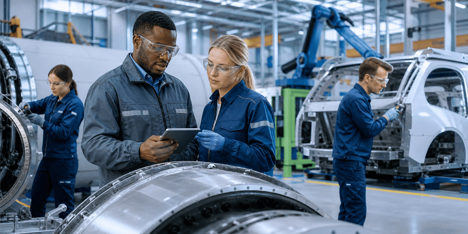Advanced manufacturing workers in aerospace and automotive industries